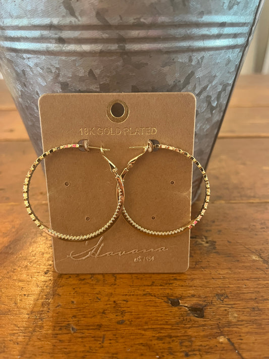 Serenity Stone Hoop Earrings With Gold Plated Stars