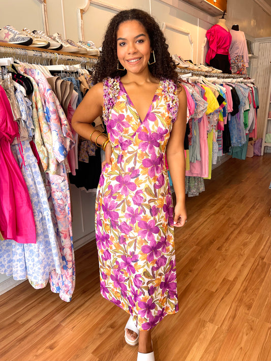 Orchid Rosette Midi Dress