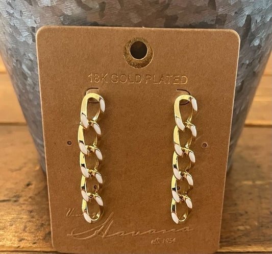 Gold/White Chained Earrings