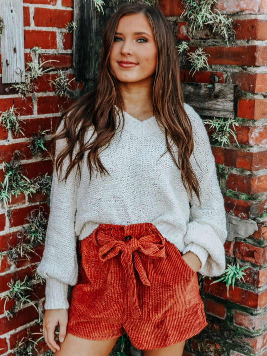 Rust Corduroy Shorts